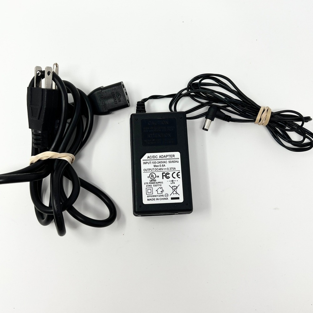 AC/DC Adapter Power Supply 48V 0.375A DC‎ Barrel Right Angle Plug Black
